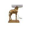 Creative Co-Op Resin Giraffe Table Lamp with Linen Shade, Distressed