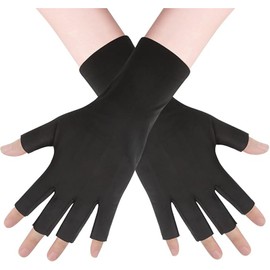 Mirhua UV Protection Gloves, Women's, Summer, Sunscreen Gloves, Thin, Spring, Summer, Autumn, Fishing, Golf, Work, School, Bicycle, Driving, Work, Black