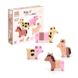 Vilac Rigol'animos Sarah Betz prima età-4 animali della fattoria magnetici ricomporre (12 pezzi in totale) -Giochi di risveglio legno-Giocattolo per bambini dai 2 anni-7116, 7116
