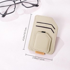 Feltor Leather Style Sunglasses Holder Ranking Car Sunglasses Holder Card Holder Magnetic Buckle Design Sun Visor Pocket (Beige)