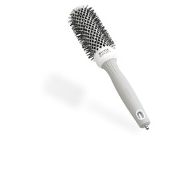 Olivia Garden Expert Blowout Shine - White & Grey - 35 - Round Antistatic Ceramic Brush for Shiny and Frizz-free Blowouts