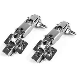 Berta 2-Pack 165 Degree Hinges Frameless Cabinet Doors Hinges Concealed Hydraulic Adjustable Mounting Hinges Soft Closing Nickel-Plated Steel Buffer Dampers for Wardrobe,1 Pair (Full Overlay)