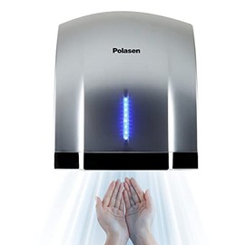 POLASEN Compact Sensor Automatic Hand Dryer High Speed Air Wiper 110V 1800W Sliver for Industrial Business Office Shop Home Bathrooms Commercial