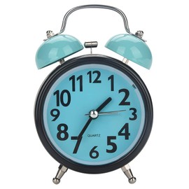 TOPINCN Alarm Clock, Mechanical Alarm Clock, Double Bell, Ultra Quiet Quartz Movement, Desk, Table, Night Watch for Bedroom and Home Decoration (Blue)
