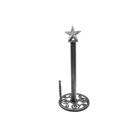 Handcrafted Nautical Decor Rustic Silver Cast Iron Texas Star Kitchen Paper Towel Holder 16"