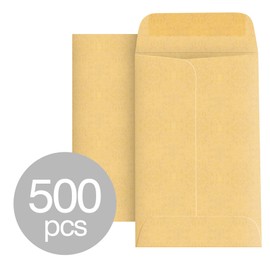 Aqirva #7 Coin Envelopes 500 Pcs - 3.5×6.5 Inches – Thick & Heavy-Duty Gummed Flapped Kraft Envelopes – Perfect for Coins (Brown, #7 CE 500 PCS (3.5"x6.5"))