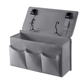 LASAMOLL Bedside Caddy Bedside Storage Organizer,Bed Caddy With Thickened Material Suitable for Homes, Dormitories, Hospitals, Cribs, RVs，Great for Magazines,Books,Remote, Phone (Grey)