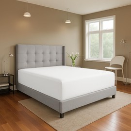 SCI - Sábana bajera ajustable de algodón puro tamaño matrimonial, sábana inferior de algodón de 400 hilos, duradera y lujosamente suave, calidad de hotel, bolsillo profundo de 16 pulgadas (blanco)