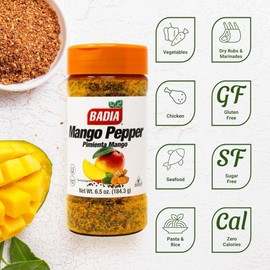 Badia Mango Pepper Seasoning, 6.5 oz - Sweet & Zesty Citrus Pepper Blend for Chicken, Seafood & Vegetables