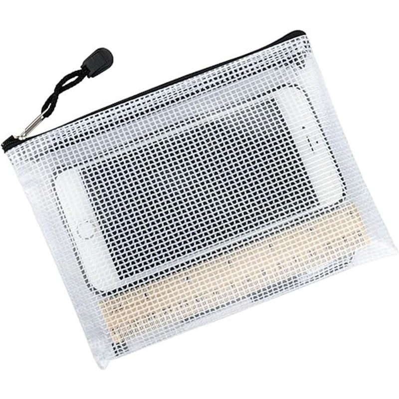 8 Pcs Zip File Bags, Transparent Mesh Zip Pen Pouch,