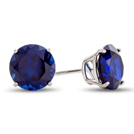 FJC Finejewelers 10k White Gold 7mm Round Created Blue Sapphire Stud Earrings