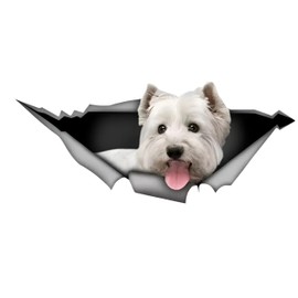 Car Sticker 25 cm (9.8 Inch) West Highland White Terrier Sticker Funny West Highland White Terrier Car Sticker 3D Torn Metal Sticker Bumper Funny Waterproof Decor Sticker