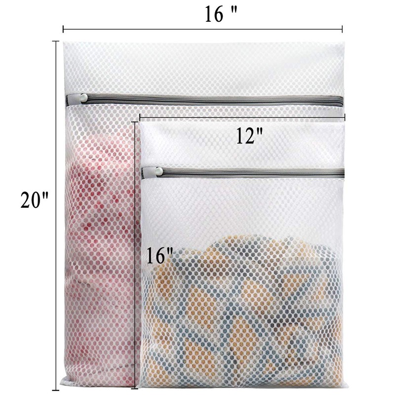 Muchfun 5Pcs Durable Honeycomb Mesh Laundry Bags for Delicates (2Large,