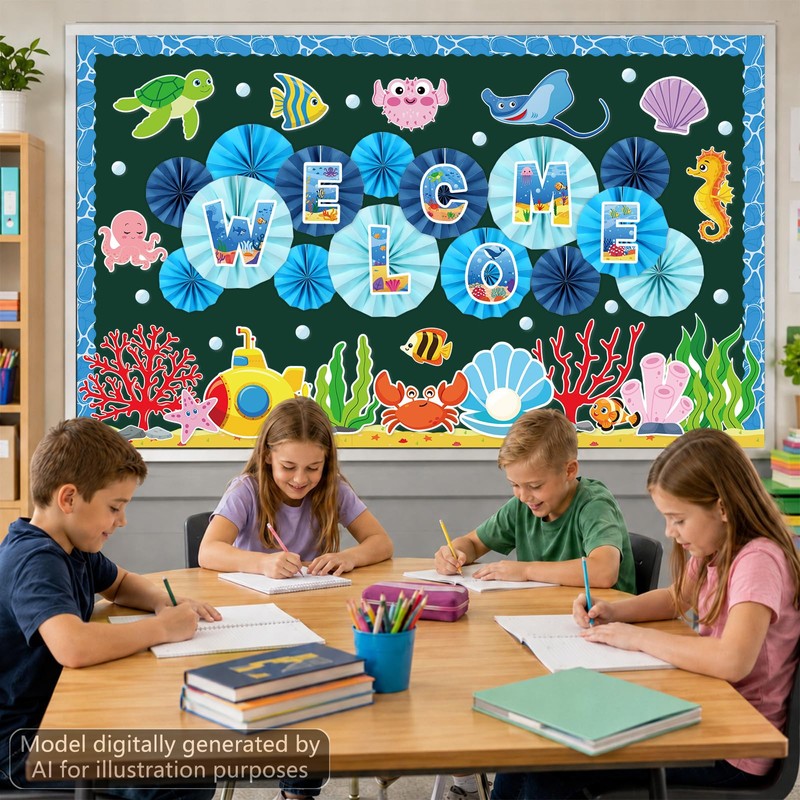 Welcome Back Bulletin Board Set with 3D Underwater World Classroom