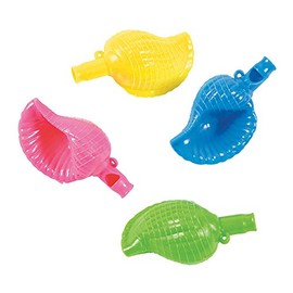 Fun Express - Plastic Shell Whistle for Summer - Toys - Noisemakers - Kazoos & Whistles - Summer - 12 Pieces