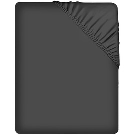 Pamposh Super King Fitted Sheet Extra Deep Pocket 40 cm (16 inches) Durable Elastic Bed Sheets - Premium Brushed Microfibre Superking Fitted Sheet Charcoal - Ultrasoft Hypoallergenic Fade Resistant