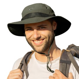 TOP-EX XL/XXL Wide Brim Sun Hat Unisex UPF 50 Waterproof Adjustable Breathable Outdoor Adventure Hiking Fishing Safari Easy Packable, 89026_grün, M - L