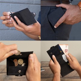 DONBOLSO NextGen Slim Wallet with Coin Compartment, RFID Protection, Credit Card Holder for up to 11 Cards, Minimalist Wallet, Vintage Brown