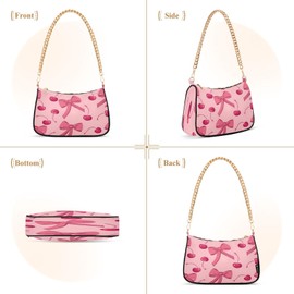 Shoulder Bags for Women Bow Cherry Hobo Tote Handbag Small Clutch Purse with Zipper Closure