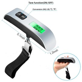 2 Packs Luggage Scale, Digital Electronic LCD Display Tare Function Backlight Hanging Weighing Portable Handheld Balance Pocket Suitcase Bag Baggage 110lb 50kg Travel Accessories Silver