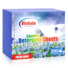 Laundry Detergent Sheets, 200 Loads Fresh Linen Scent Hypoallergenic Eco-Friendly, Biodegradable Plastic Free Liquidless Laundry Sheets Suitable for Sensitive Skin