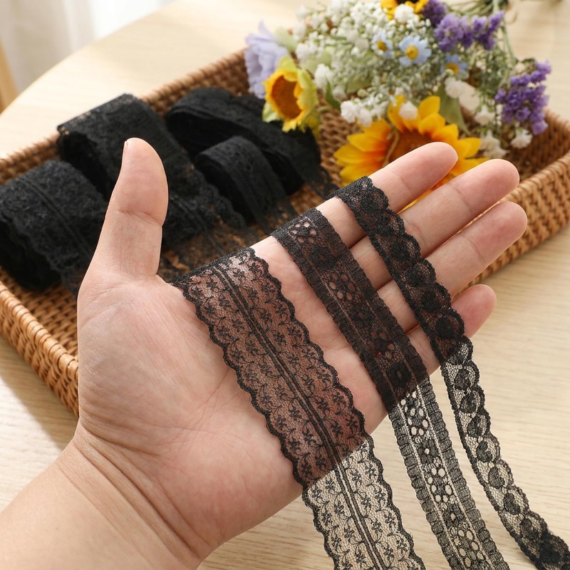 Black Lace Trim, 20 Yards Black Lace Ribbon Sewing Lace