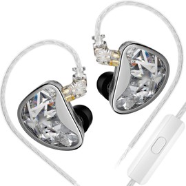 KZ AS24 12 Balanced Armature Drivers in Ear Headphones Earphones,Extra Bass IEM Earbuds, in Ear Monitor for Audiphiles (Silver (Non-tunable Version), with Microphone)