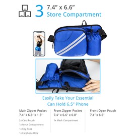 Gisdanchz Waist Pack for Men Women with Bottle Holder for Hiking Walking Dog Treat Training, Waterproof Fanny Packs with Drink Beer Phone Water Holder Plus Size Waist Bag for Fishing, Royal Blue