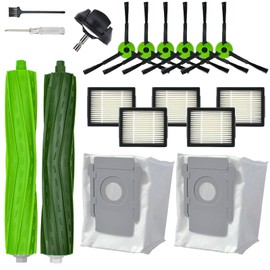 Replacement Parts Accessories Kit for iRobot Roomba J5+ J6+ J7+ J8+ J9+ J Plus Series Robotic Vacuum Attachment, 1 Front Caster Wheel, 1 Rubber Brush, 5 HEPA Filter, 6 Side Brush, 2 Dust Disposal Bag
