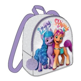 My Little Pony Children's Backpack - With Zip - 18 x 21 x 10 cm - Small Backpack with Glitter and Bobble - Adjustable Shoulder Straps - Original Product Designed in Spain