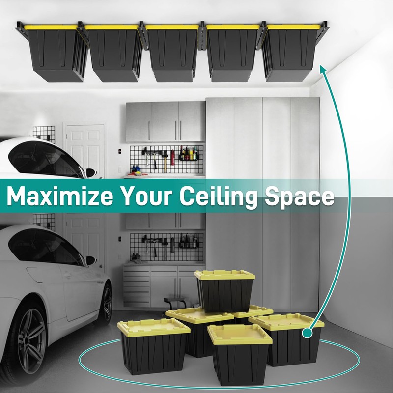 EVERHANGER Ceiling Storage Rack, Heavy Duty Overhead Garage Storage Rack,