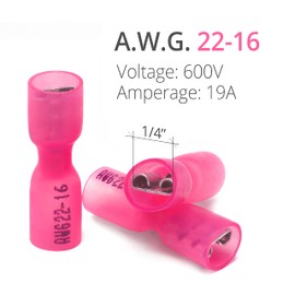 Wirefy Heat Shrink Female Bullet Connectors - Female Wire Bullet Connectors - Electrical Bullet Butt Terminals - Red 22-16 AWG 150 PCS