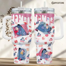 GEPOSTORE Valentines Gifts for Him Her, Blue Donkey 40 Oz Tumbler with Handle, Cartoon Tumblers Cup, Cartoon Mug, Gifts for Movies Fan