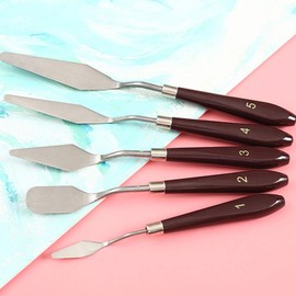 AKOAK 5-piece Painting Knife Set - Stainless Steel Spatula for Watercolor Oil Acrylic/Crafts/Rock and Face Painting, Basic Painting Tool - Palette Knife
