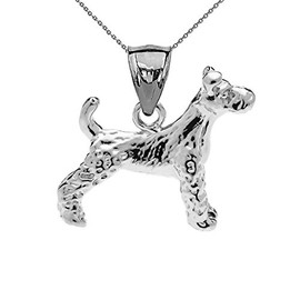 Claddagh Gold Solid Sterling Silver Irish Terrier Charm Pendant Necklace, 18"