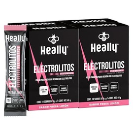 Heally Performance | Electrolitos en Polvo sin Azúcar 40 Sobres | 1000 MG de Sodio por Porción | Entrenamiento Intenso | Vegano y Natural (Fresa - Lim