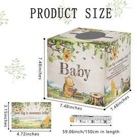 Guess How Big Is Mommy's Belly Game, Winnie Baby Shower Game with Box and 50 Guessing Cards, Baby Shower Party Favor, Winnie Decorations for Gender Reveal
