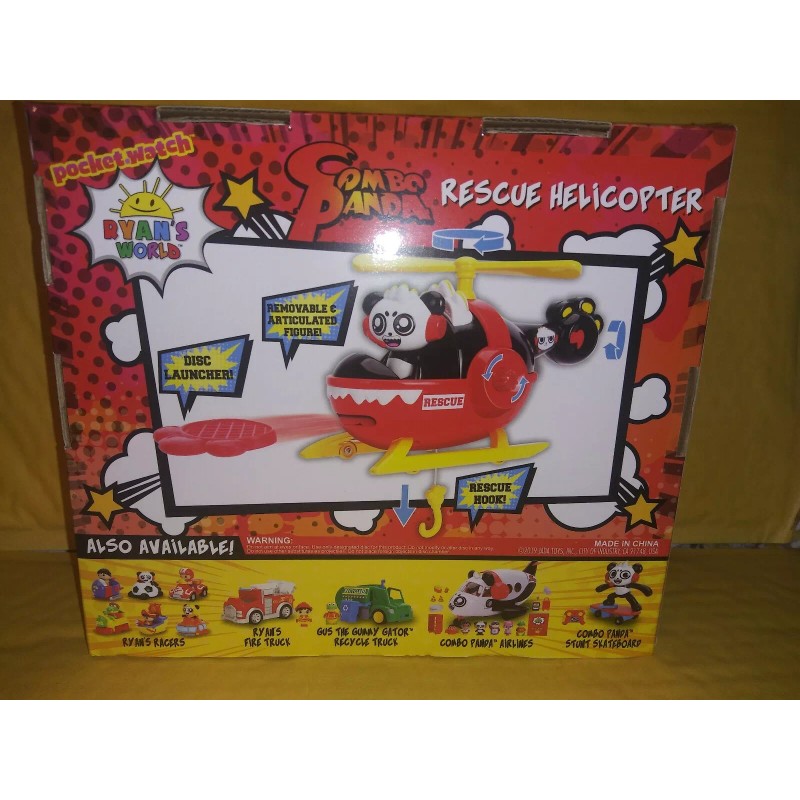 Just Play Ryan's World Combo Panda Rescue Helicopter Disk Launcher,