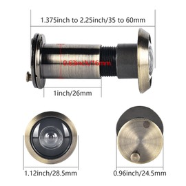 Door Viewer Peephole, Door Peephole with Rotating Cover 220 Degree Wide Angle Peep Eye Hole Adjustable Peephole Anti Peeping Door Viewer Fit for 1-3/8" to 2-1/4" Doors (Brushed Bronze)