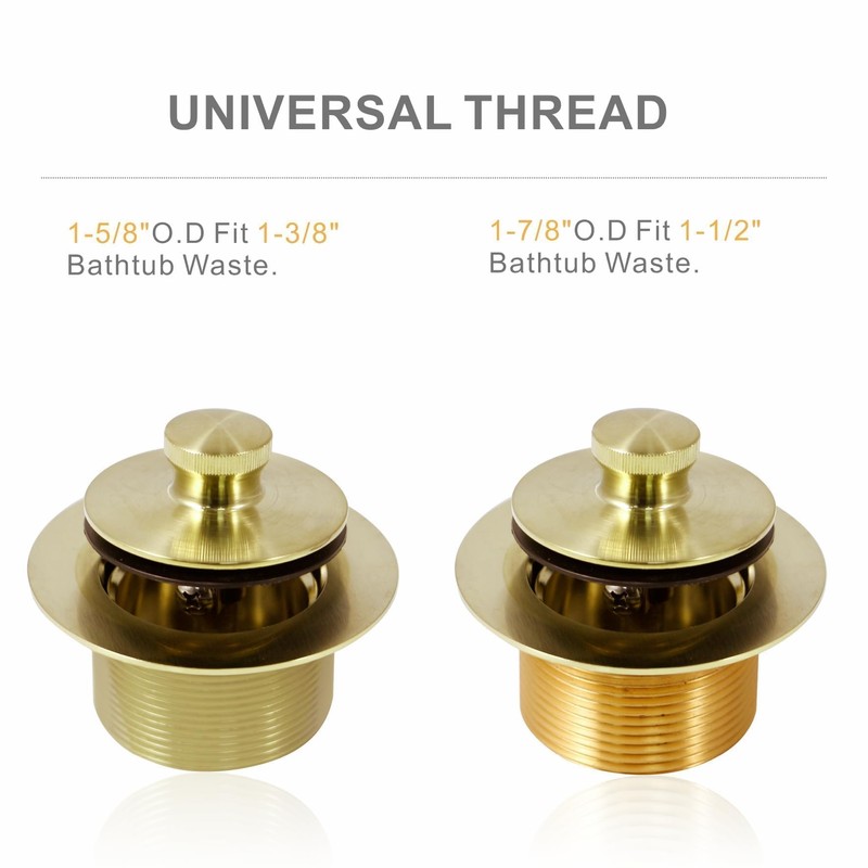 Bathtub Tub Drain Conversion Kit Assembly, Wellup Lift and Turn