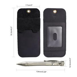 VIPERADE PJ22 Pocket Protector, Double Storage Pocket Protectors for Men, Pencils, Tools and Cards, Leather Pen Holder Organizer, Pen Pocket Protector for Shirts, Lab Coats, Pants, Pen Sleeve(Black)