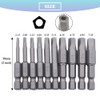 Teocpai 10Pcs Magnetic Pentagon Head Screwdriver Bits Set 1/4 Inch