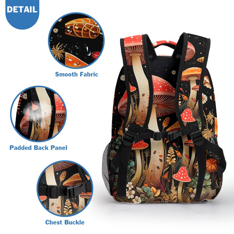 Kwlegh Mushroom Backpack for Boys Girls Cute Bookbags Red Mushroom