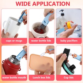 Ouligay 6 Pcs Straw Cleaner Brush Extra Long,Straw Cleaners,17cm Long Straw Cleaner Brush,Tumbler Cup Straw Cleaner Brush Kit,3 in 1 Cup Lid Cleaning Brush for Home Bar Office School