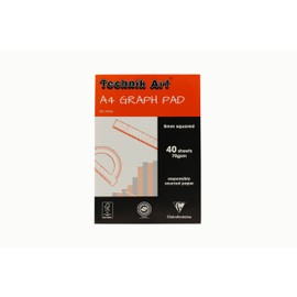 Clairefontaine - Ref XPG6Z - Technik Art - Graph Pad, A4 210 x 297mm, Quadrille, 70gsm Paper, 5mm Blue Square Grid, 40 Sheets, Suitable for Photocopying - Blue & White
