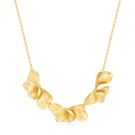 SHANTYSON 14K Gold Plated Chunky Ginkgo Leaf Necklace - 3D Floral Statement Bib Choker for Women, Elegant Jewelry Gift for Daily & Party Wear