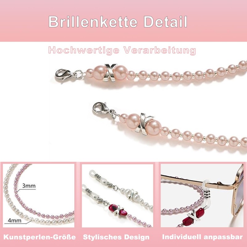 Eyglajdd 1 Piece Glasses Chain Women's Acrylic Beads, White