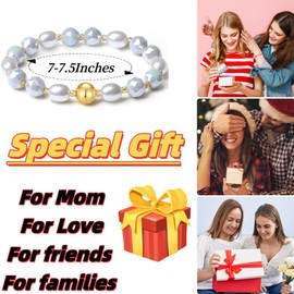 MetJakt Handmade Women's Stretch Bracelet 10 mm Crystals Colourful Freshwater Pearls Core Pearl 18 K Ball Bracelet Pearl Bracelet Jewellery Gold-Plated Crystal Gemstone Natural Stone, 方, Crystal