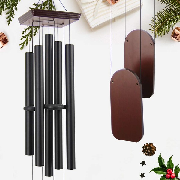 ASTARIN Large Outdoor Deep Tone Sympathy Wind Chime with 5 Heavy Aluminum Tubes Tuned Soothing Melody, Memorial Wind Chimes for Outside Decoration (Patio, Garden, Yard) 48“