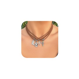 Jovono Boho Choker Necklace Silver Cowgirl Necklaces Chain Layered Western Necklace Accessories for Women